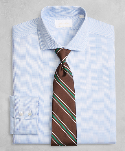 Golden Fleece&reg; Regent Fitted Dress Shirt, English Collar Blue Herringbone