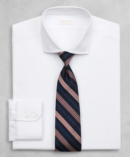 Golden Fleece&reg; Milano Slim-Fit Dress Shirt, English Collar White Herringbone