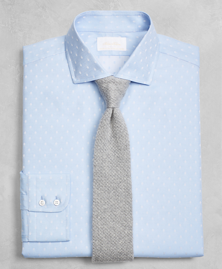 Golden Fleece&reg; Milano Slim-Fit Dress Shirt, English Collar Blue Dotted Jacquard