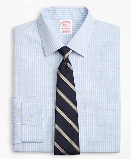 Traditional Relaxed-Fit Dress Shirt, Non-Iron Triple Check