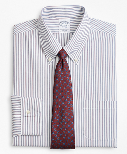 Stretch Regent Fitted Dress Shirt, Non-Iron Alternating Triple Stripe