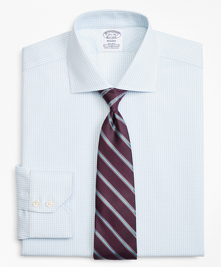 Stretch Regent Fitted Dress Shirt, Non-Iron Royal Oxford Small Windowpane
