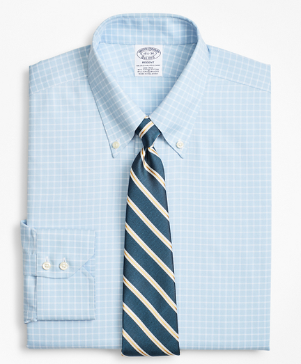 Stretch Regent Fitted Dress Shirt, Non-Iron Royal Oxford Ground Check