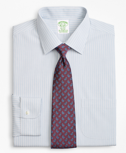 Stretch Milano Slim-Fit Dress Shirt, Non-Iron Alternating Framed Stripe