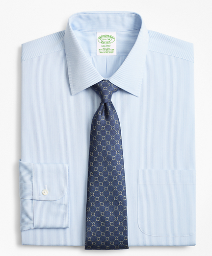 Stretch Milano Slim-Fit Dress Shirt, Non-Iron Narrow Pindot Stripe