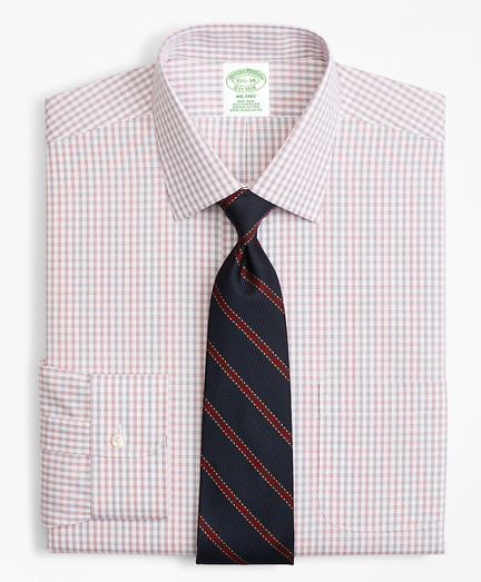 Milano Slim-Fit Dress Shirt, Non-Iron Framed Windowpane