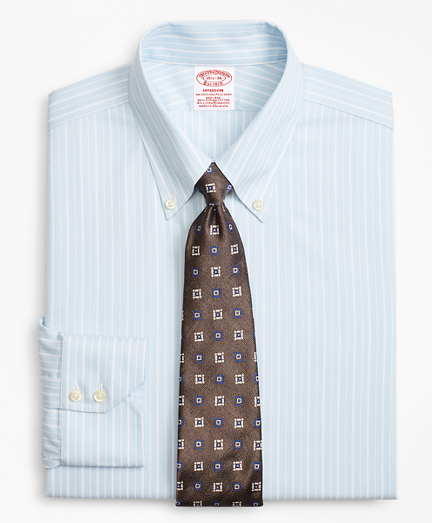 Stretch Madison Classic-Fit Dress Shirt, Non-Iron Royal Oxford Alternating Stripe