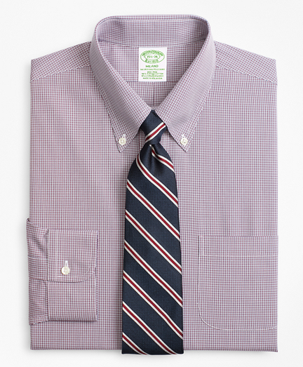 Stretch Milano Slim-Fit Dress Shirt, Non-Iron Micro-Check
