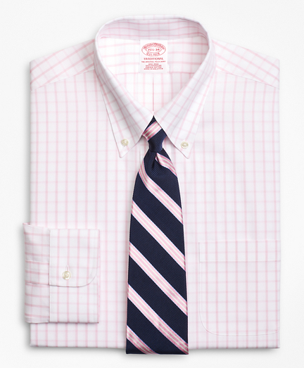 Traditional Relaxed-Fit Dress Shirt, Non-Iron Windowpane