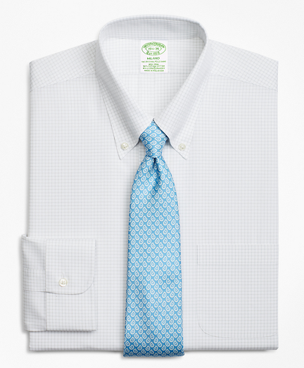 Stretch Milano Slim-Fit Dress Shirt, Non-Iron Windowpane