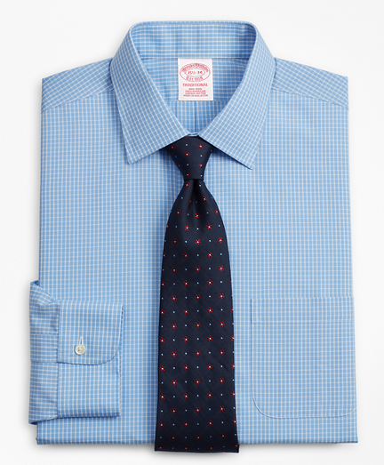 Traditional Relaxed-Fit Dress Shirt, Non-Iron Windowpane