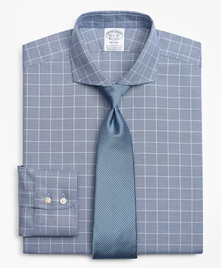 Stretch Regent Fitted Dress Shirt, Non-Iron Royal Oxford Glen Plaid
