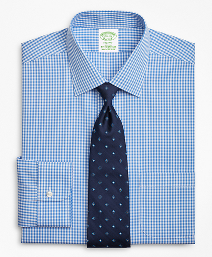 Stretch Milano Slim-Fit Dress Shirt, Non-Iron Gingham