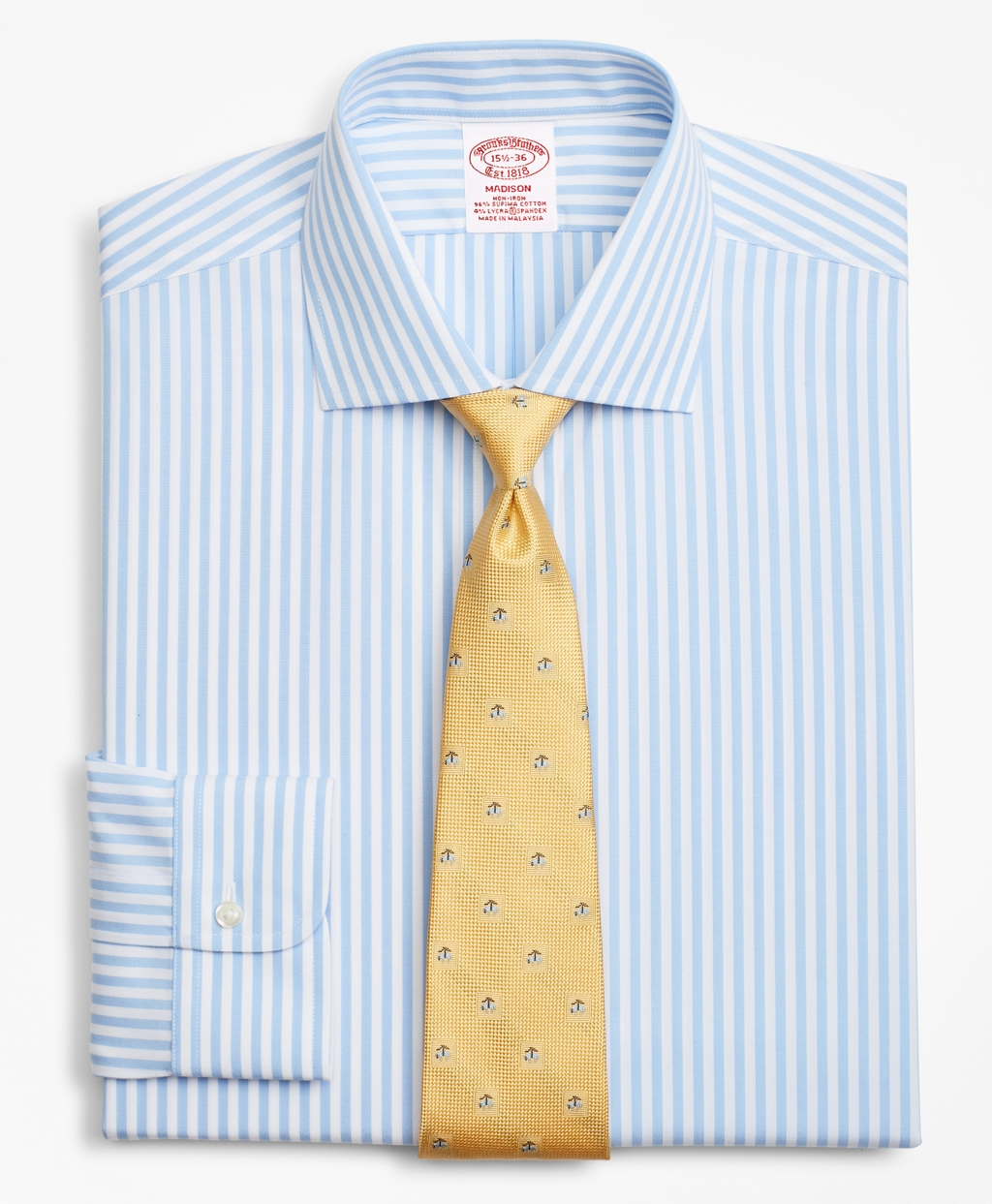 Brooks Brothers Men's Stretch Regular Classic-Fit Dress Shirt, Non-Iron Bengal Stripe