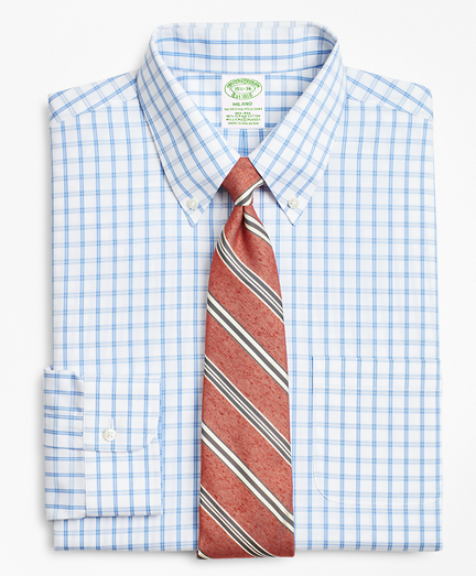 Stretch Milano Slim-Fit Dress Shirt, Non-Iron Outline Windowpane