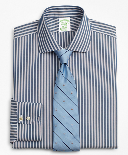 Stretch Milano Slim-Fit Dress Shirt, Non-Iron Stripe