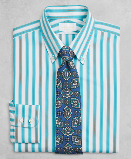 Golden Fleece&reg; Milano Slim-Fit Dress Shirt, Button-Down Collar Multi-Stripe Poplin