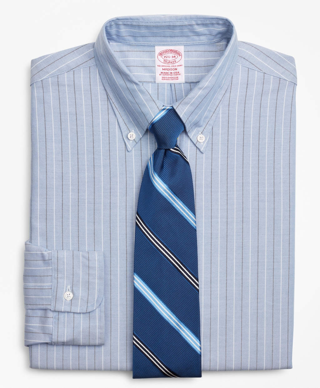 Brooks Brothers Men's Original Polo Button-Down Oxford Regular Classic-Fit Dress Shirt, Stripe