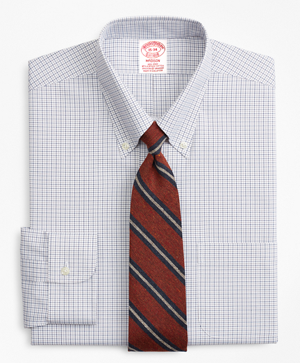 Stretch Madison Classic-Fit Dress Shirt, Non-Iron Grid Check