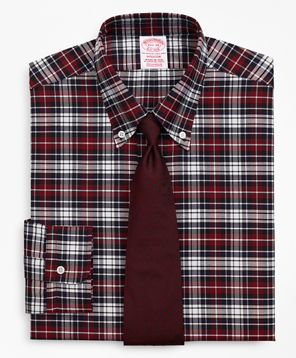 red plaid polo button down