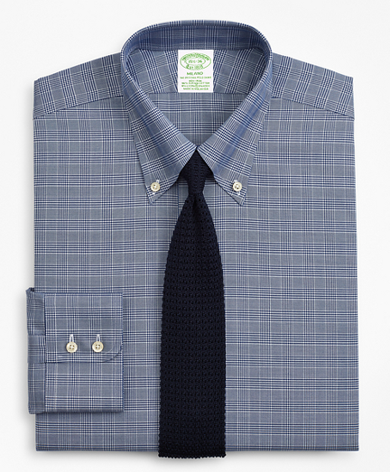 Milano Slim-Fit Dress Shirt, Non-Iron Royal Oxford Glen Plaid