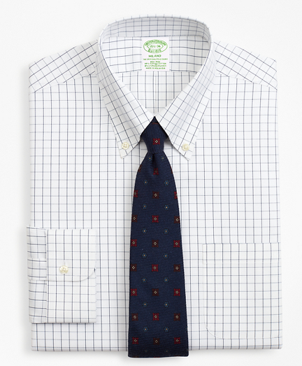Stretch Milano Slim-Fit Dress Shirt, Non-Iron Windowpane