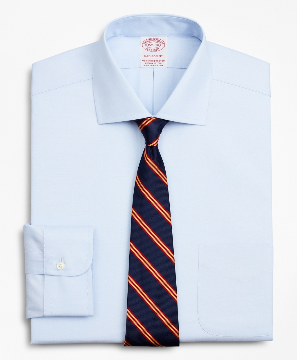 Brooksbrothers Stretch Madison Relaxed-Fit Dress Shirt, Non-Iron Pinpoint English Collar