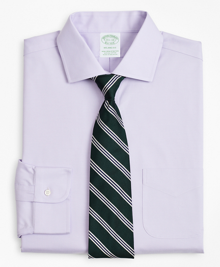 Stretch Milano Slim-Fit Dress Shirt, Non-Iron Pinpoint English Collar