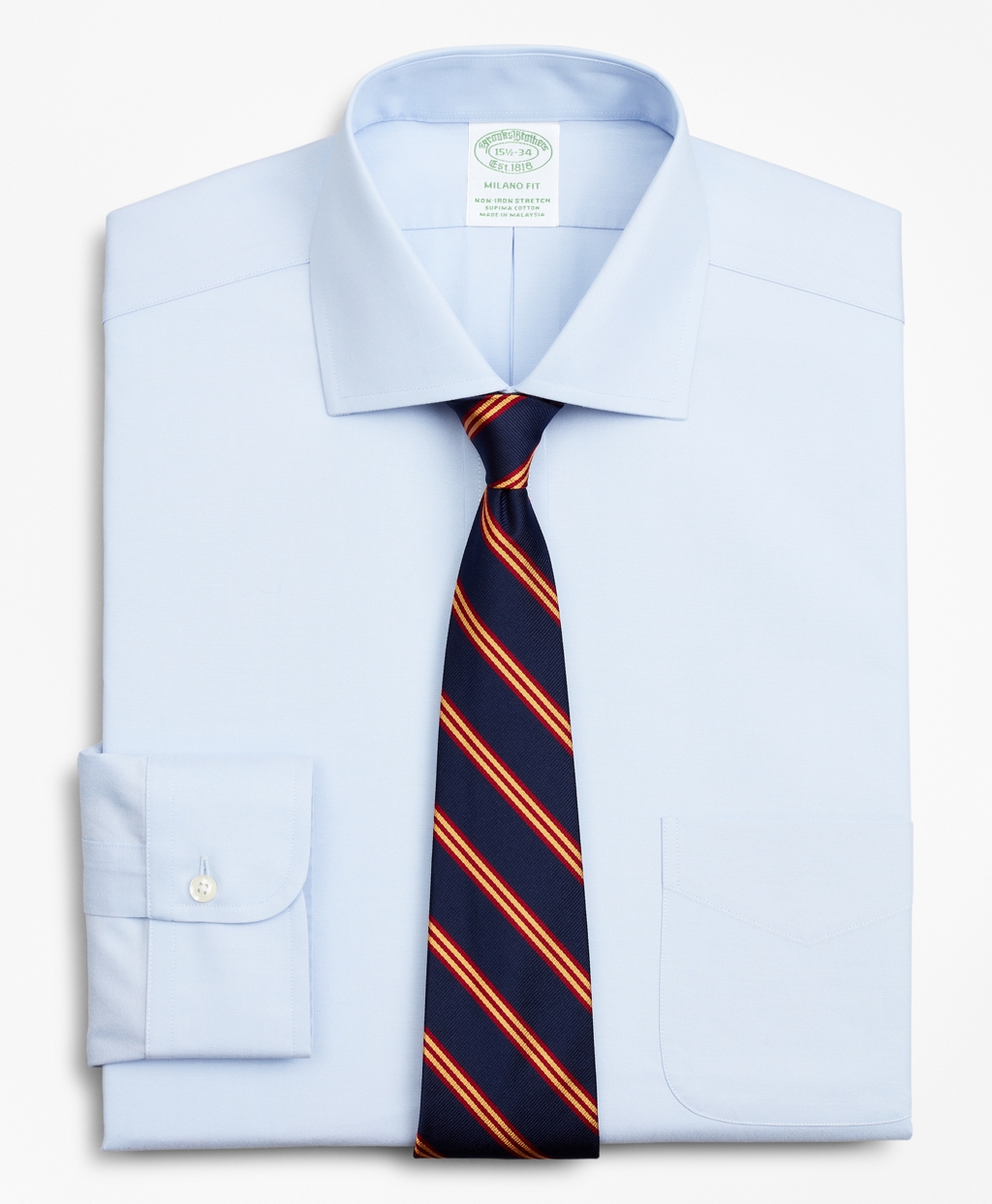 Brooksbrothers Stretch Milano Slim-Fit Dress Shirt, Non-Iron Pinpoint English Collar