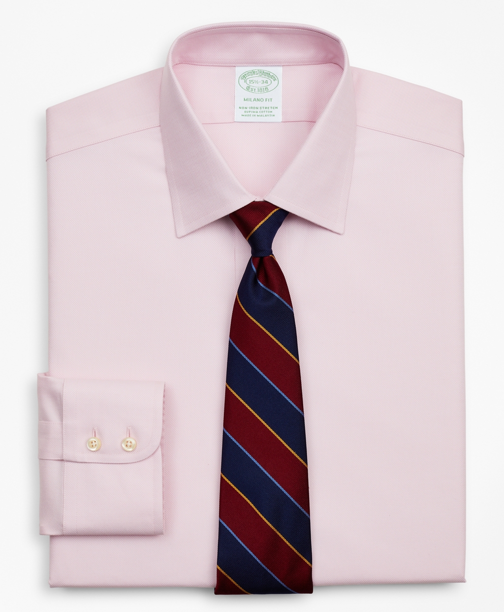 Brooksbrothers Stretch Milano Slim-Fit Dress Shirt, Non-Iron Royal Oxford Ainsley Collar