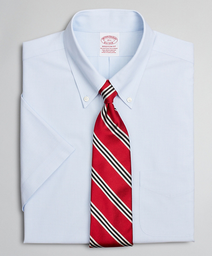 Stretch Madison Classic-Fit Dress Shirt, Non-Iron Poplin End-on-End Short-Sleeve