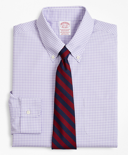 Stretch Madison Classic-Fit Dress Shirt, Non-Iron Poplin Button-Down Collar Gingham