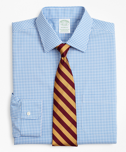 Stretch Milano Slim-Fit Dress Shirt, Non-Iron Poplin Ainsley Collar Gingham