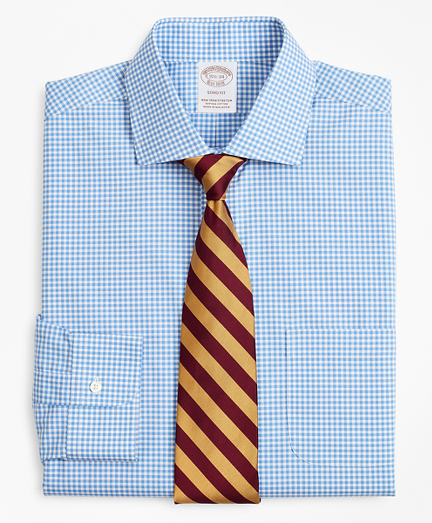 Stretch Soho Extra-Slim-Fit Dress Shirt, Non-Iron Poplin English Collar Gingham