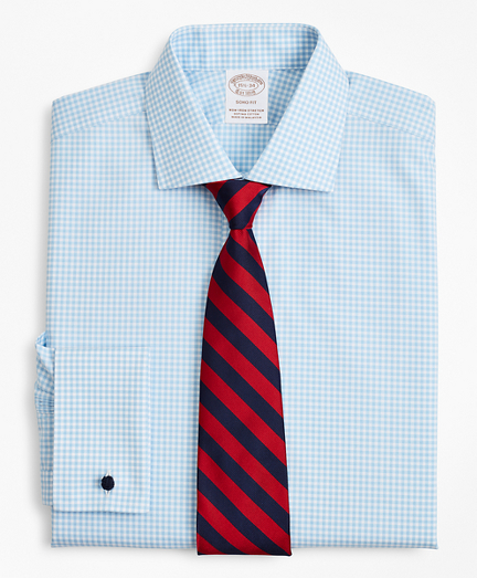 Stretch Soho Extra-Slim-Fit Dress Shirt, Non-Iron Poplin English Collar French Cuff Gingham
