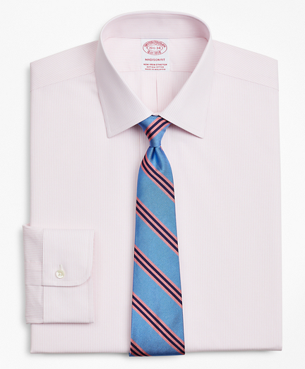 Stretch Madison Classic-Fit Dress Shirt, Non-Iron Poplin Ainsley Collar Fine Stripe