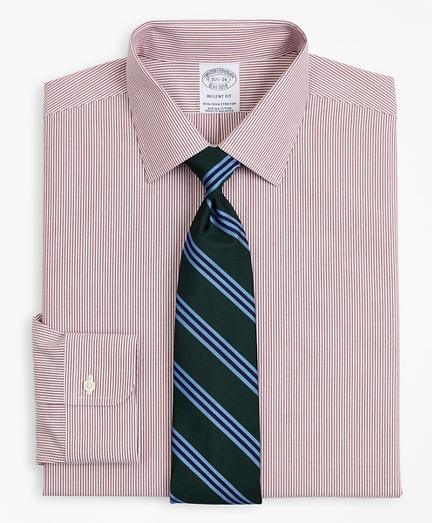 Stretch Regent Fitted Dress Shirt, Non-Iron Poplin Ainsley Collar Fine Stripe