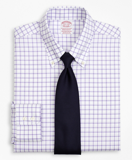 Stretch Madison Classic-Fit Dress Shirt, Non-Iron Twill Button-Down Collar Grid Check