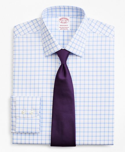 Stretch Madison Classic-Fit Dress Shirt, Non-Iron Twill Ainsley Collar Grid Check