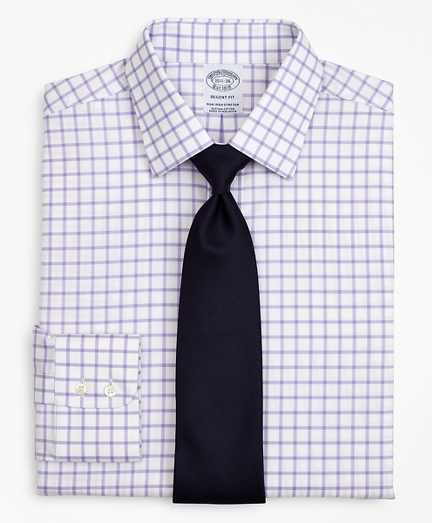 Stretch Regent Fitted Dress Shirt, Non-Iron Twill Ainsley Collar Grid Check
