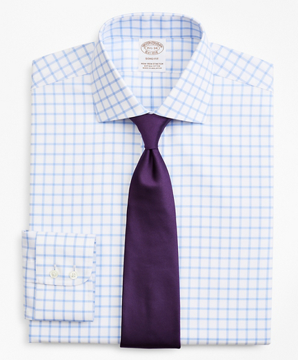 Stretch Soho Extra-Slim-Fit Dress Shirt, Non-Iron Twill English Collar Grid Check