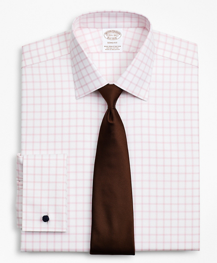 Stretch Soho Extra-Slim-Fit Dress Shirt, Non-Iron Twill Ainsley Collar French Cuff Grid Check