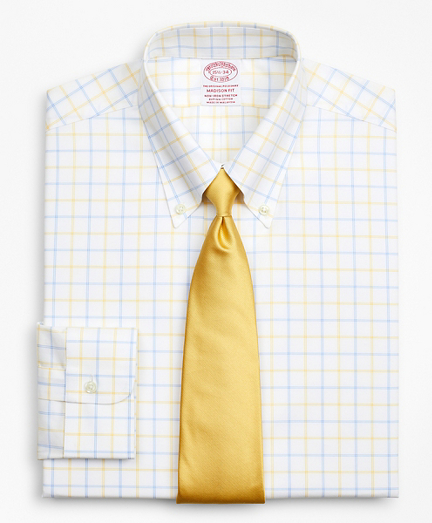 Stretch Madison Classic-Fit Dress Shirt, Non-Iron Poplin Button-Down Collar Double-Grid Check