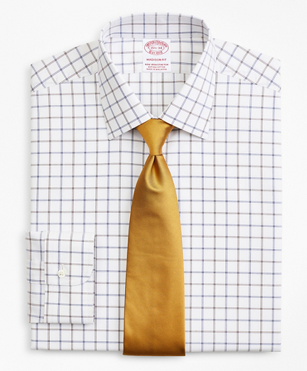 Stretch Madison Classic-Fit Dress Shirt, Non-Iron Poplin Ainsley Collar Double-Grid Check
