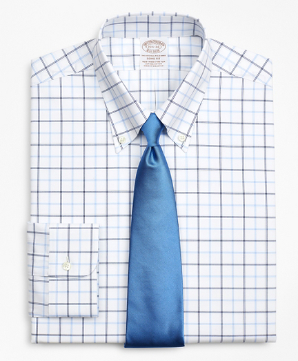 Stretch Soho Extra-Slim-Fit Dress Shirt, Non-Iron Poplin Button-Down Collar Double-Grid Check