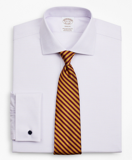 Stretch Soho Extra-Slim-Fit Dress Shirt, Non-Iron Twill English Collar French Cuff Micro-Check