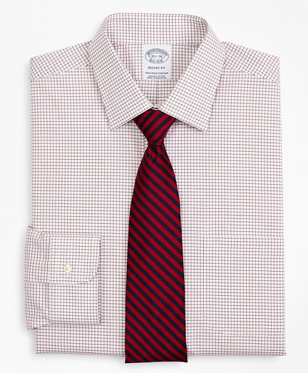 Stretch Regent Fitted Dress Shirt, Non-Iron Poplin Ainsley Collar Small Grid Check