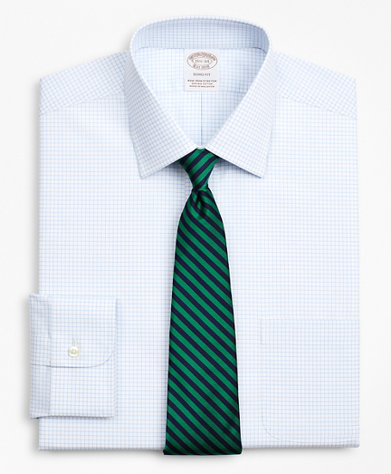 Stretch Soho Extra-Slim-Fit Dress Shirt, Non-Iron Poplin Ainsley Collar Small Grid Check