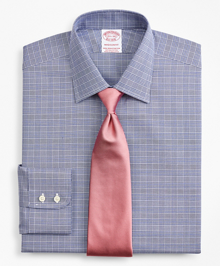 Stretch Madison Classic-Fit Dress Shirt, Non-Iron Royal Oxford Ainsley Collar Glen Plaid