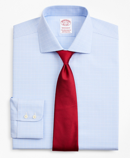Stretch Madison Classic-Fit Dress Shirt, Non-Iron Royal Oxford English Collar Glen Plaid